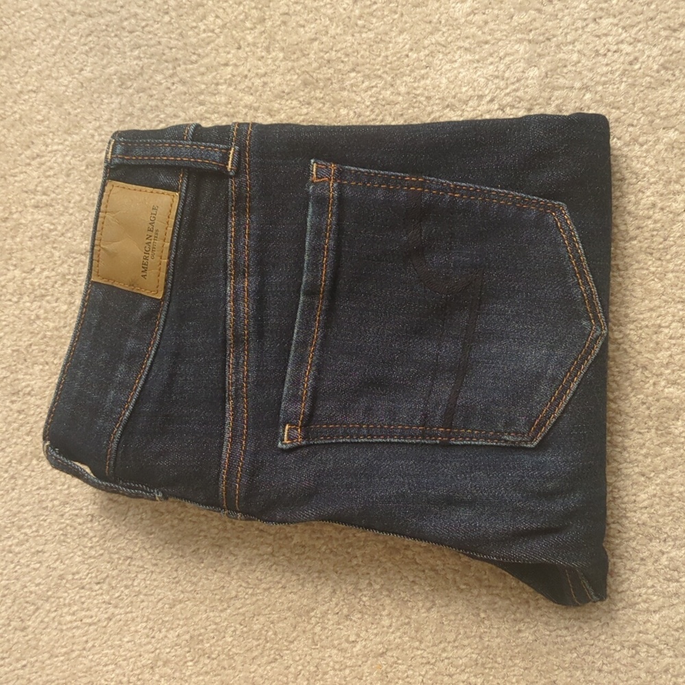 American Eagle Dark Blue Wash Hi-Rise Jegging Super Super Stretch X, Size 2